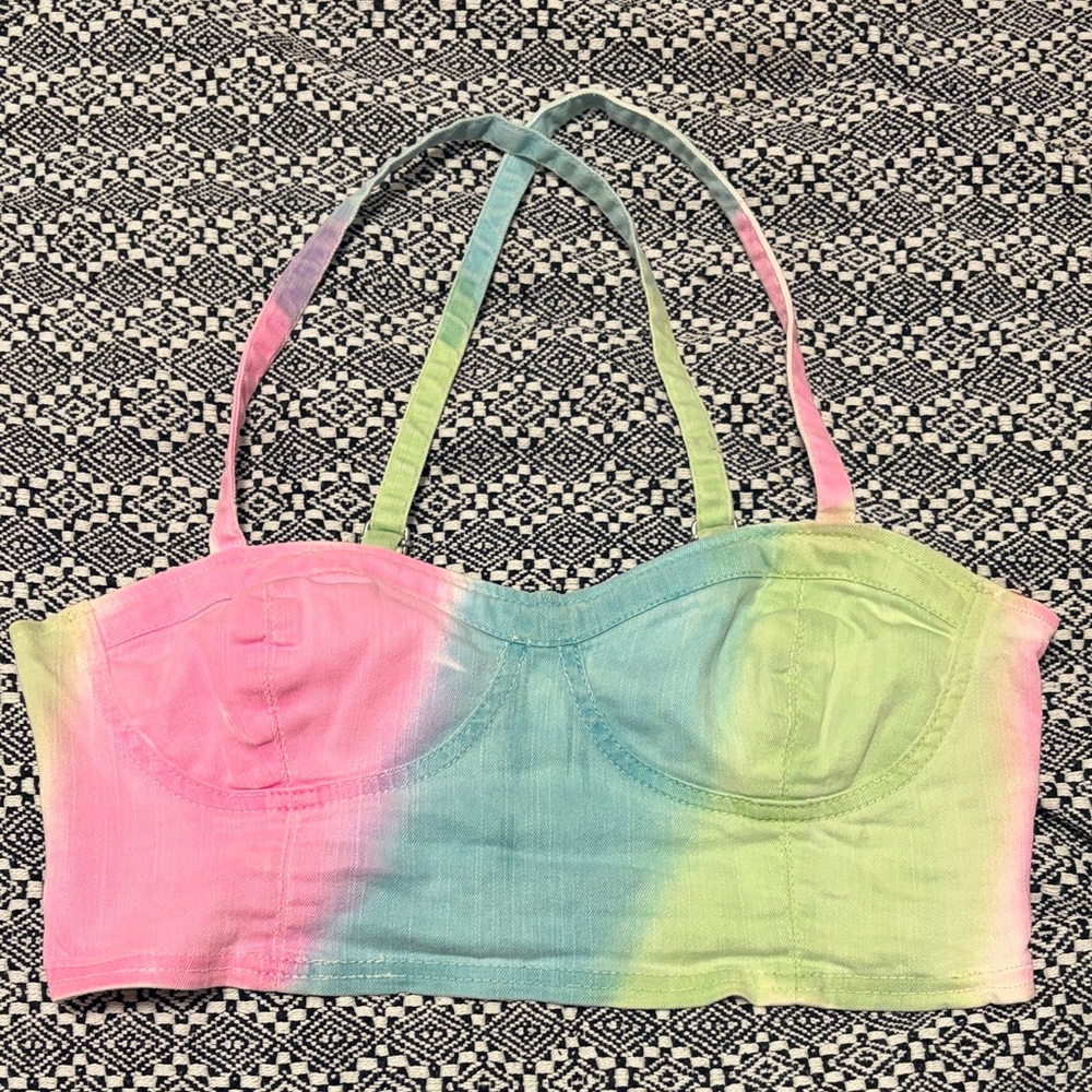 Colorful Tie-Dye Bustier Top